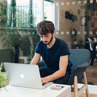 Tom on the laptop in the Shape studio